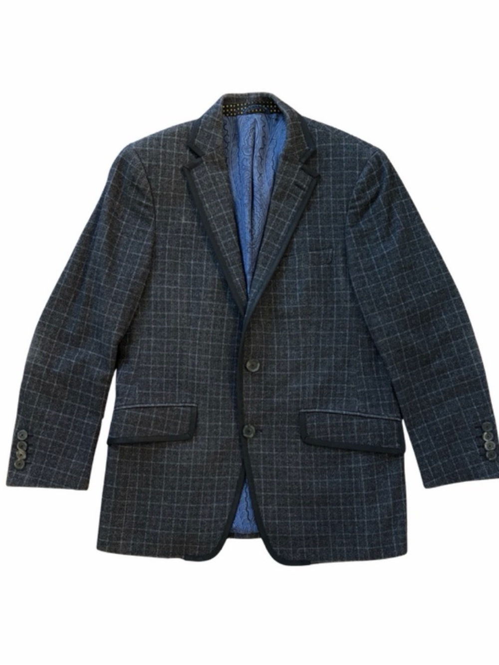 Etro Blazer 46 Gray Plaid Sport Coat Silk Lined Italian Designer Jacket